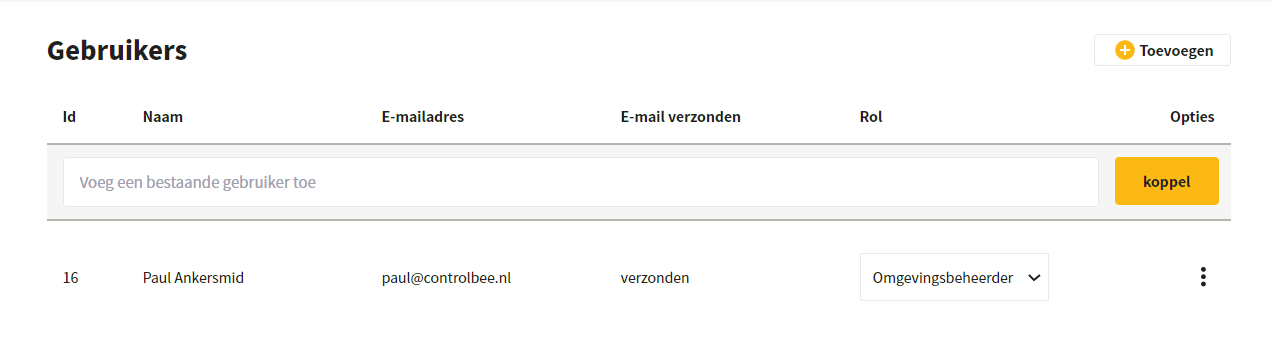 ControlBee Handleiding : Gebruikers