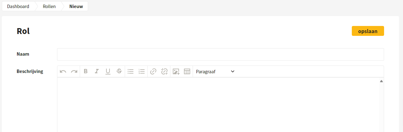 Aanmaken rol