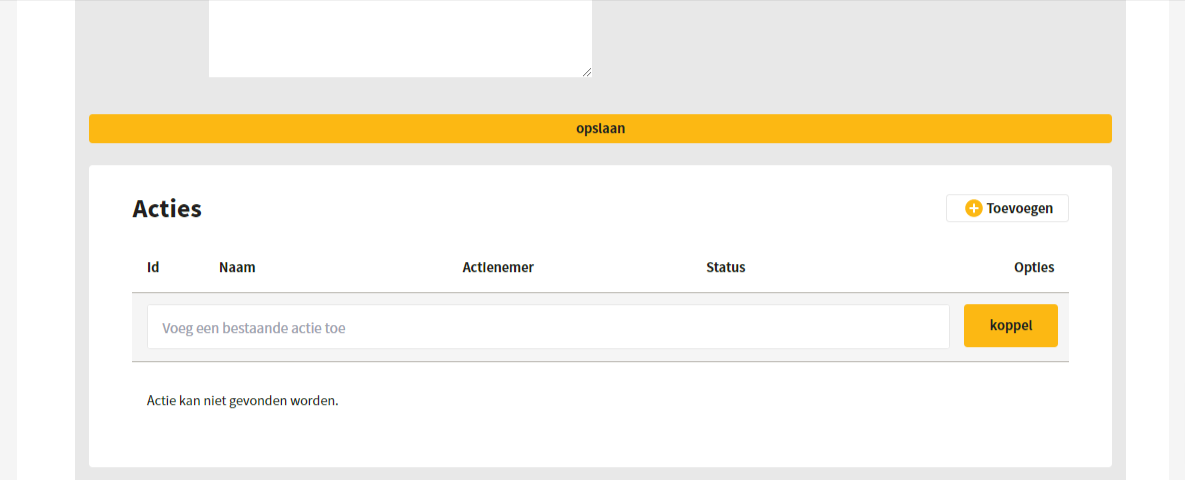 Aanmaken en koppelen acties onder KPI monitoring